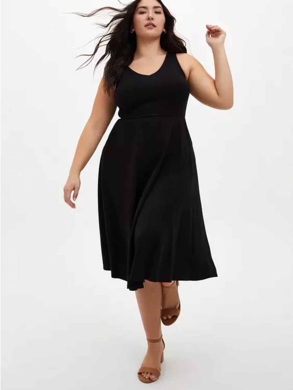 Torrid Black Ponte Skater Black Midi W/ Pockets Dress Size 3X